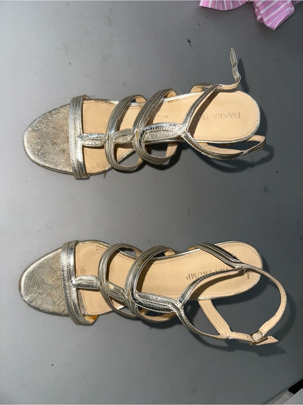 Ivanka Trump Metallic Gold Strappy Heeled Sandals